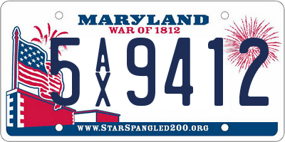 MD license plate 5AX9412