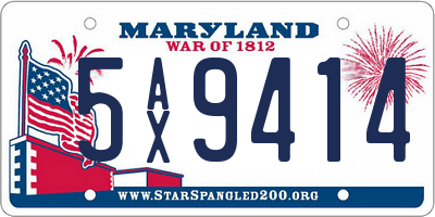 MD license plate 5AX9414