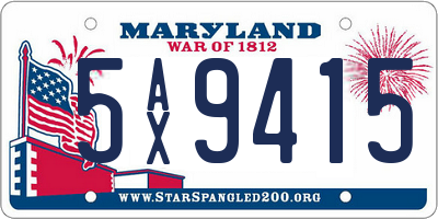 MD license plate 5AX9415