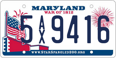 MD license plate 5AX9416