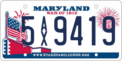 MD license plate 5AX9419