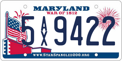 MD license plate 5AX9422