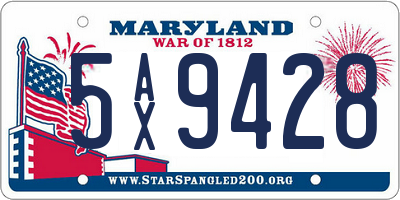 MD license plate 5AX9428