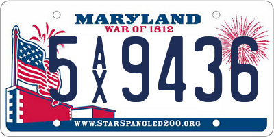 MD license plate 5AX9436