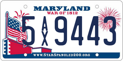 MD license plate 5AX9443