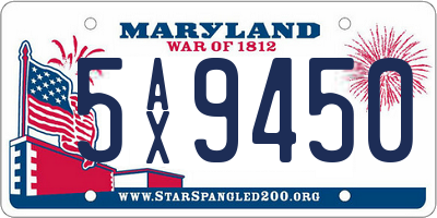 MD license plate 5AX9450