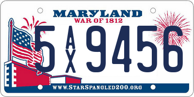 MD license plate 5AX9456