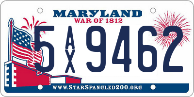 MD license plate 5AX9462