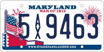 MD license plate 5AX9463