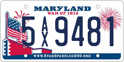 MD license plate 5AX9481