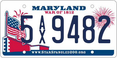 MD license plate 5AX9482