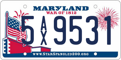 MD license plate 5AX9531