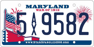 MD license plate 5AX9582