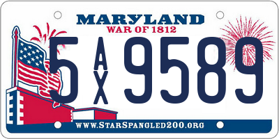 MD license plate 5AX9589
