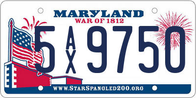 MD license plate 5AX9750