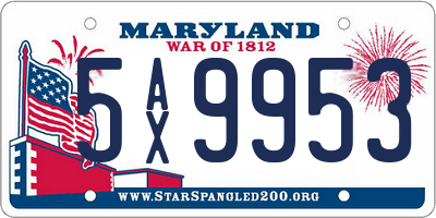 MD license plate 5AX9953