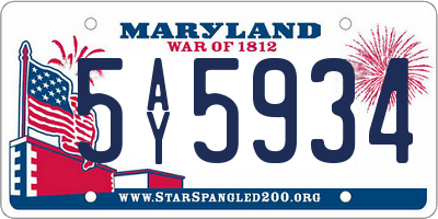 MD license plate 5AY5934
