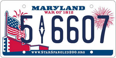 MD license plate 5AY6607