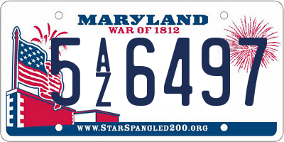 MD license plate 5AZ6497
