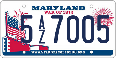 MD license plate 5AZ7005