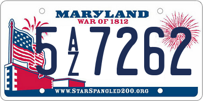 MD license plate 5AZ7262