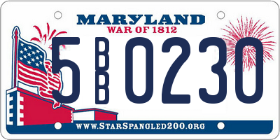 MD license plate 5BB0230