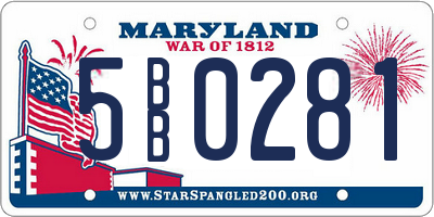 MD license plate 5BB0281