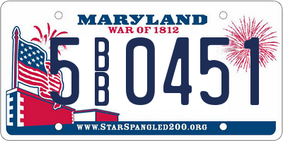 MD license plate 5BB0451