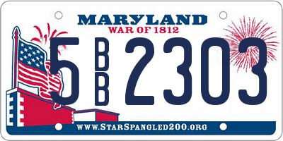MD license plate 5BB2303