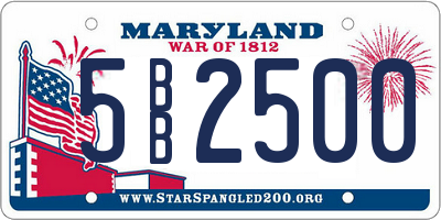 MD license plate 5BB2500