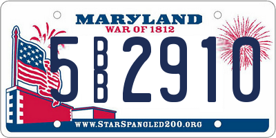 MD license plate 5BB2910