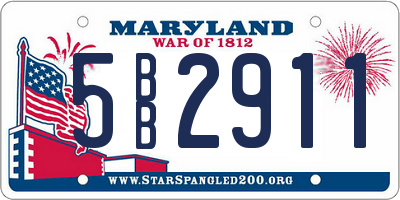 MD license plate 5BB2911