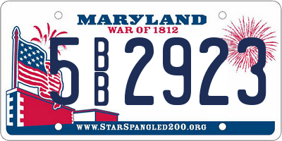 MD license plate 5BB2923