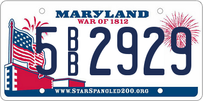 MD license plate 5BB2929