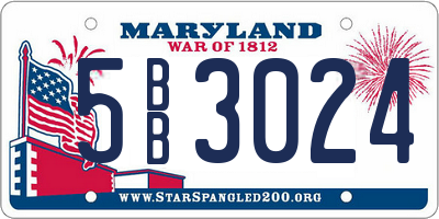 MD license plate 5BB3024