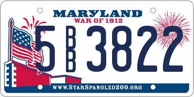 MD license plate 5BB3822