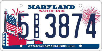 MD license plate 5BB3874