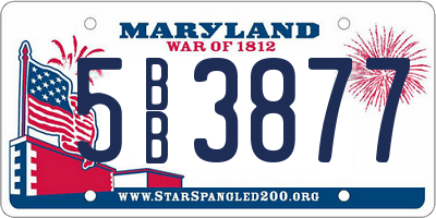 MD license plate 5BB3877