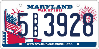 MD license plate 5BB3928