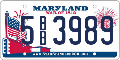 MD license plate 5BB3989