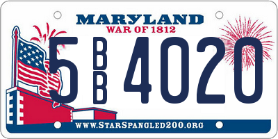 MD license plate 5BB4020