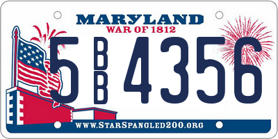 MD license plate 5BB4356