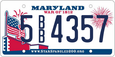 MD license plate 5BB4357