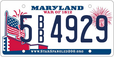 MD license plate 5BB4929