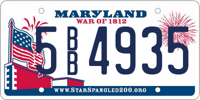 MD license plate 5BB4935