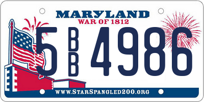 MD license plate 5BB4986