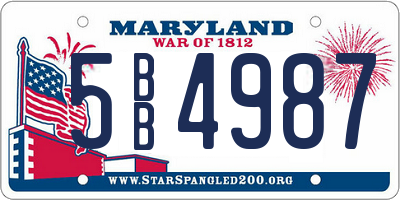 MD license plate 5BB4987
