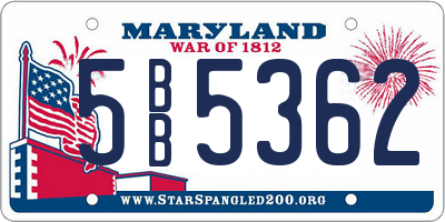MD license plate 5BB5362
