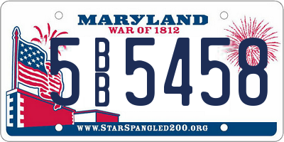 MD license plate 5BB5458