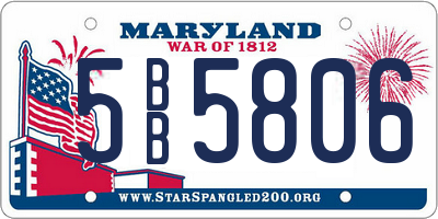 MD license plate 5BB5806